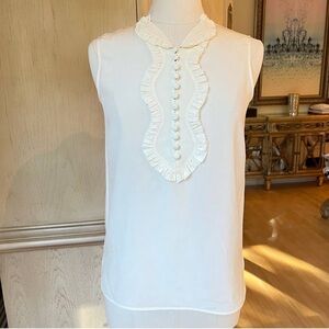 Tory Burch White Ruffle Button Blouse